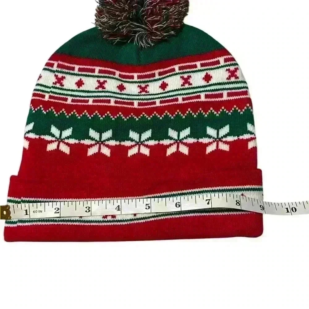 Festive Christmas Santa Unisex Winter Beanie with Pom Pom Ski Hat 🎄🎅🤶 - Picture 4 of 5